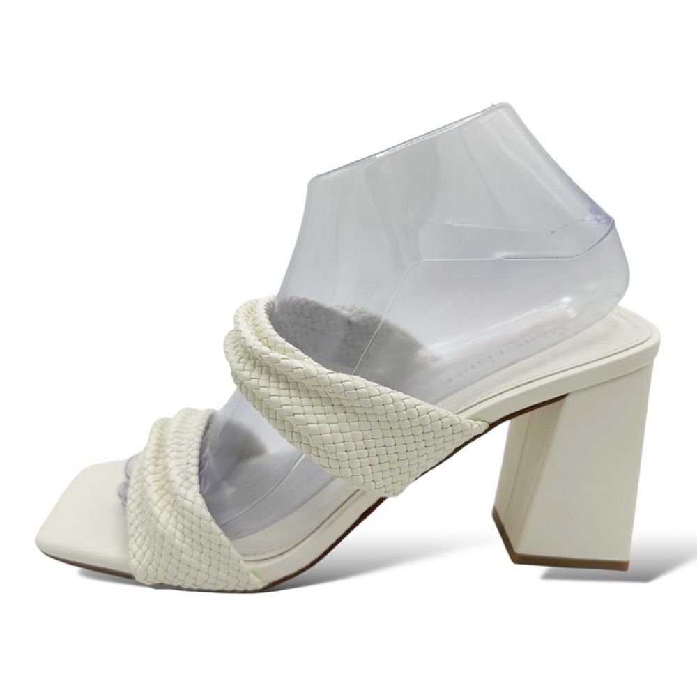 Marc Fisher Eloria Womens Faux Leather Square‎ Toe Block Heel Mule Sandal 8.5